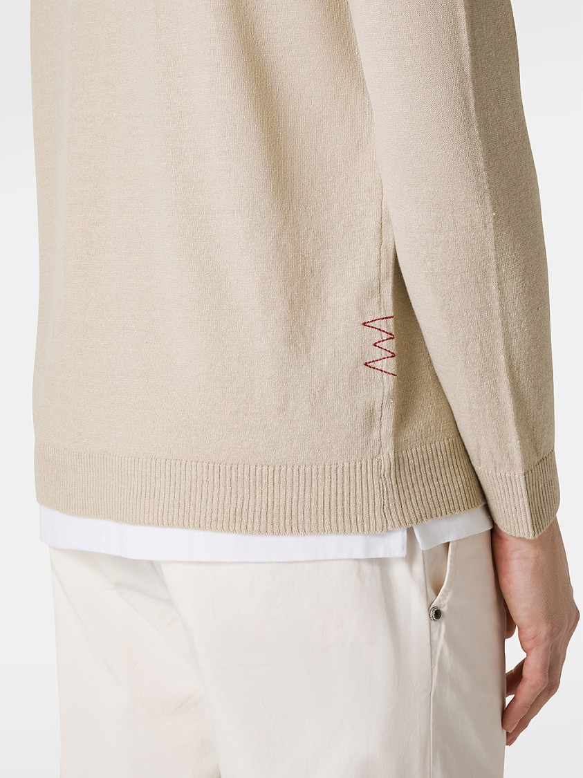 AMARANTO AMARANTO BEIGE V-NECK CARDIGAN 