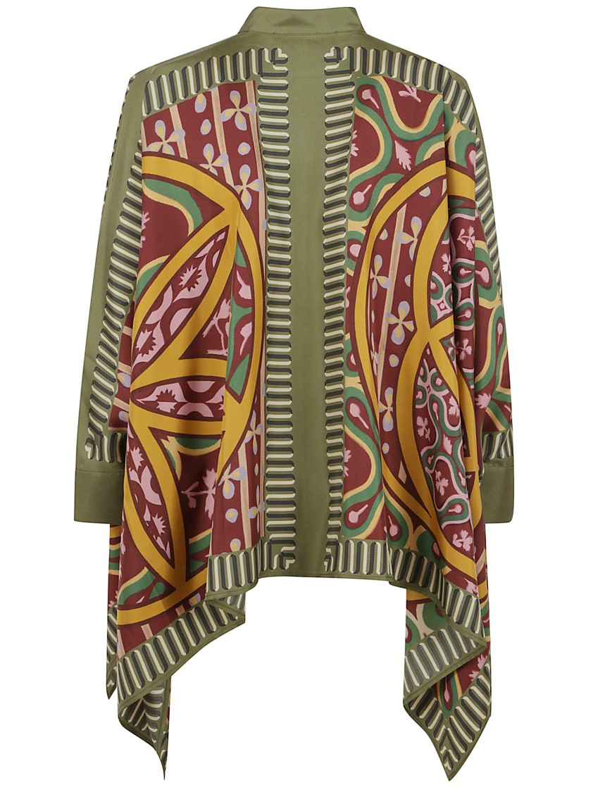 La Doublej La Double J Intricate Patterned White Silk Shirt In Multi
