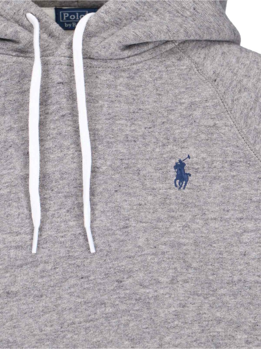 Polo Ralph Lauren Grey Hoodie With Drawstring Hood And Pony Embroidery On The Front