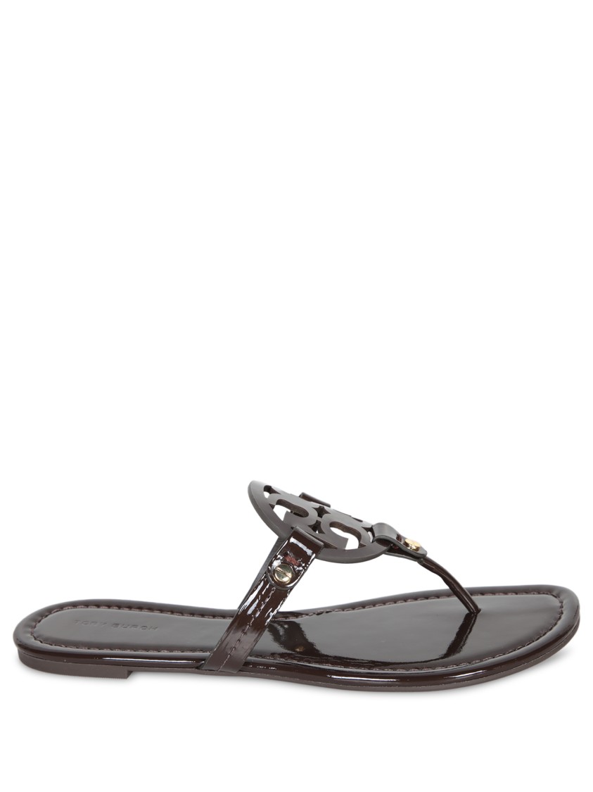 Tory Burch Glossy Patent T-strap Sandals In Neutral
