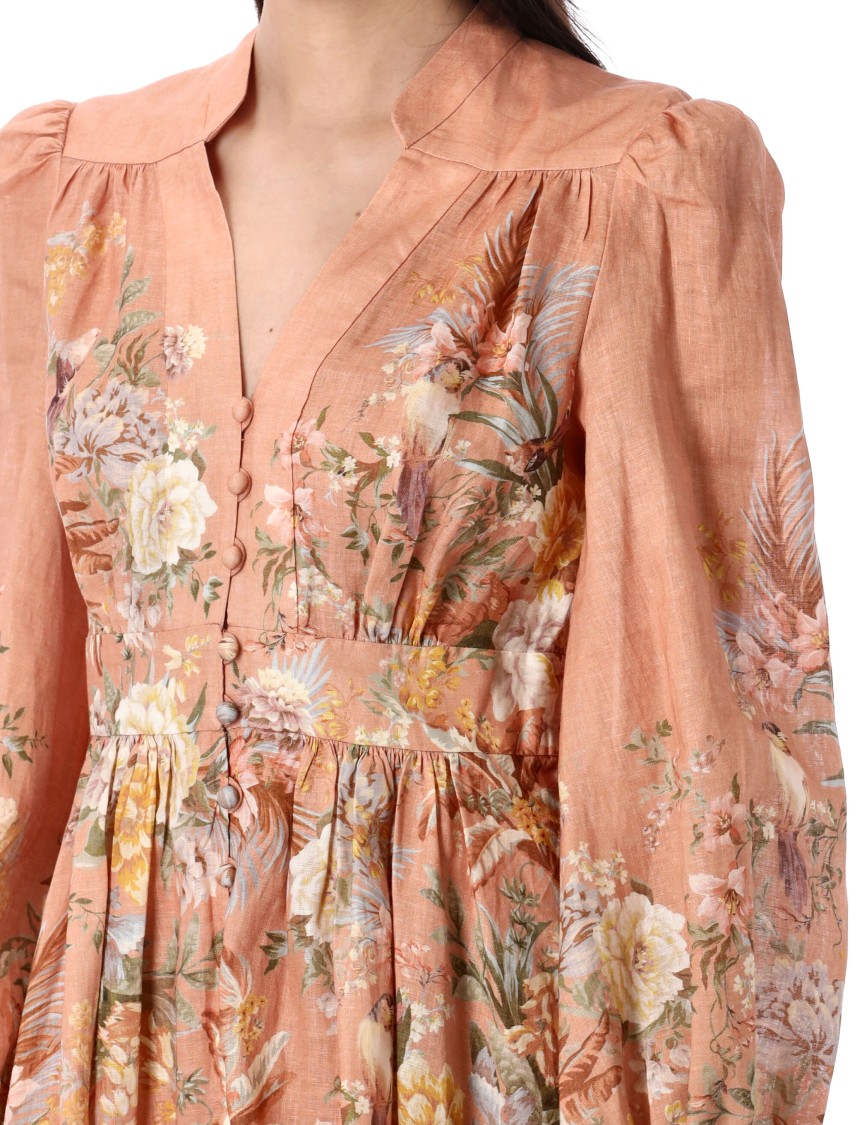 Shop Zimmermann Tallow Plunge Mini Dress In Neutrals