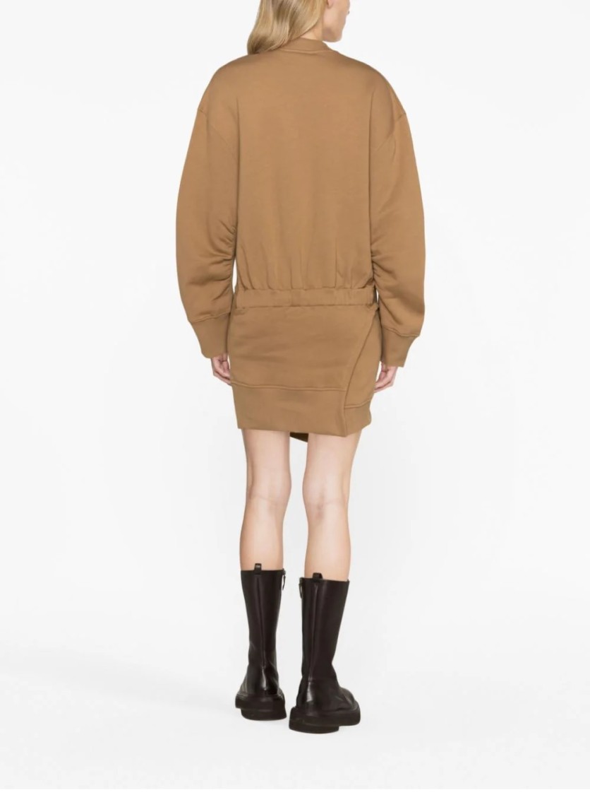 Attico Ivory Cotton Sweatshirt Dress In Brown