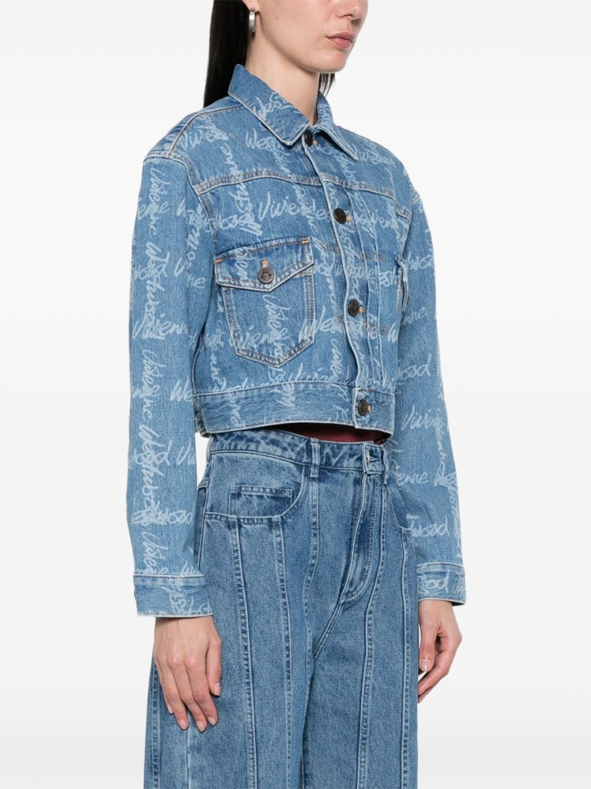 Vivienne Westwood Cropped Indigo Blue Jacket With Flap Pockets In Blue