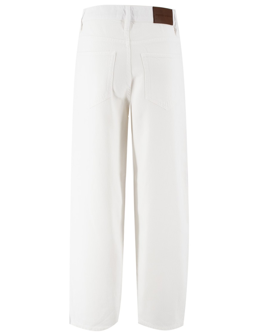 Pinko High-waisted Wide Leg Jeans With Classic Five-pocket Styling In White