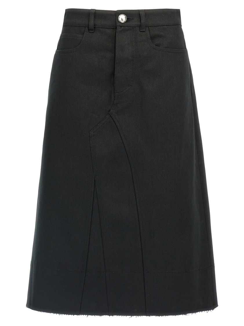 Jil Sander Flared Black Cotton Canvas Midi Skirt
