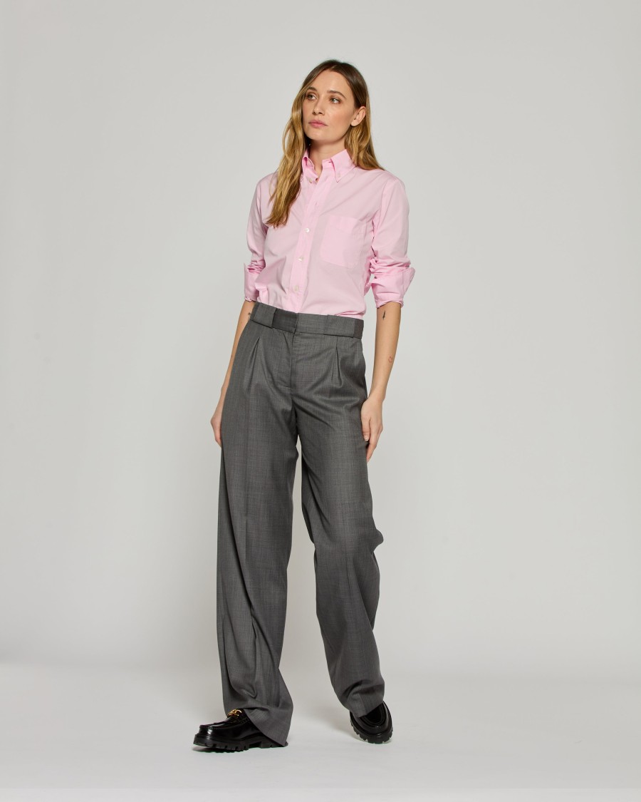 Serena Bute Wool Pleated Trouser - Dark Grey In Grey