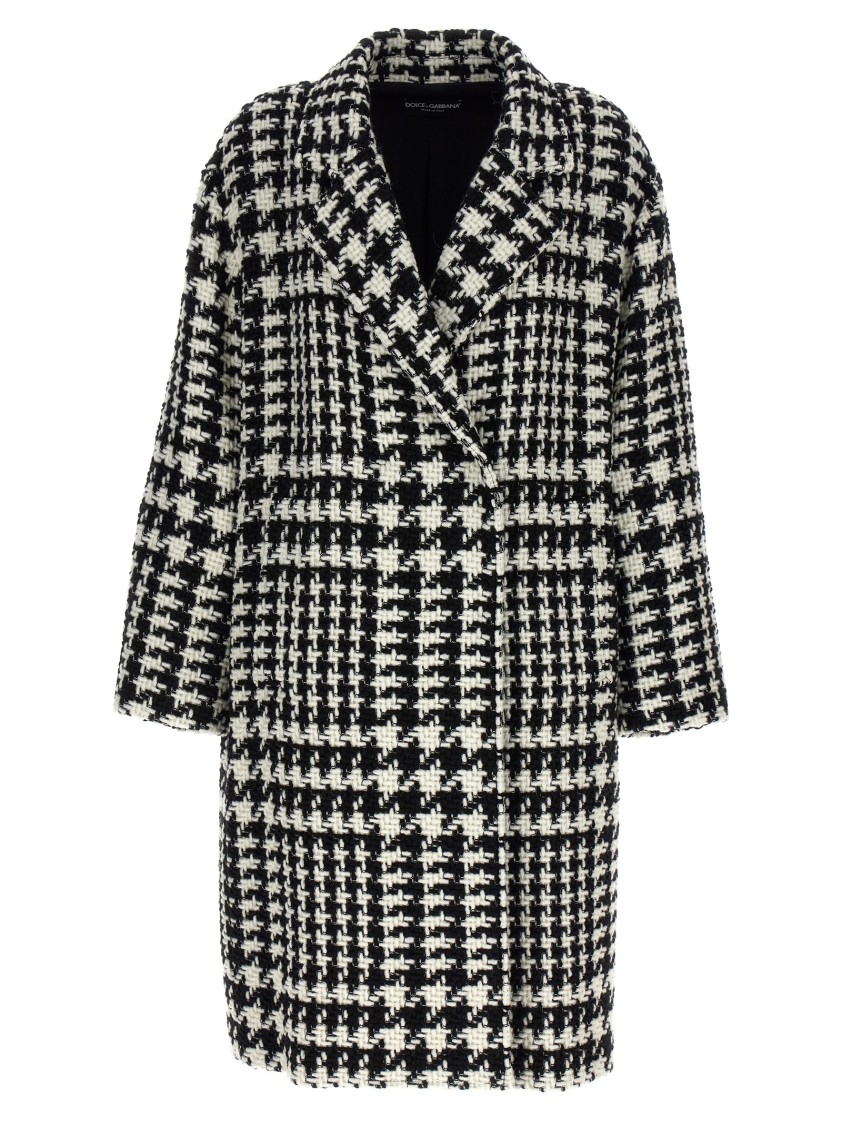 Dolce & Gabbana Pied De Poule' Coat In Black