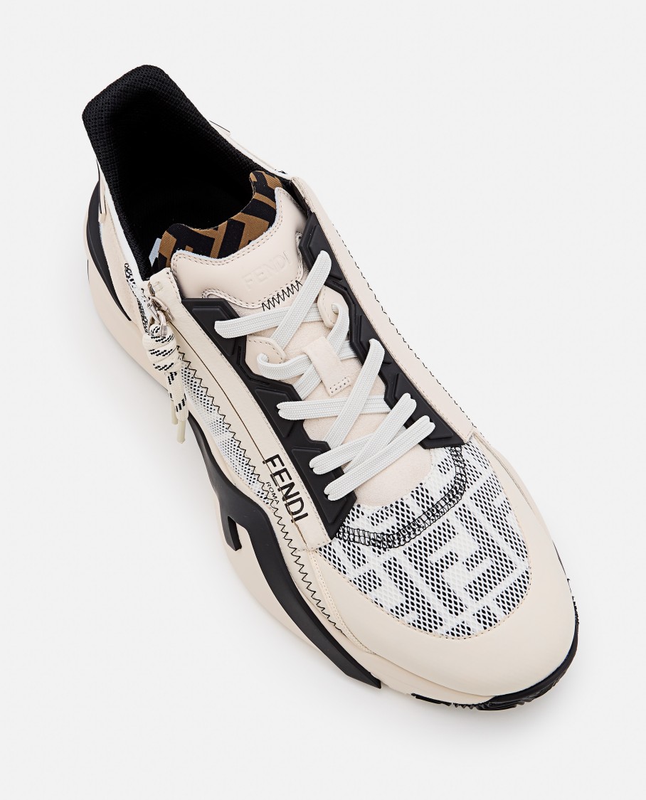 Shop Fendi Cream Flow Ff Sneakers In Neutrals