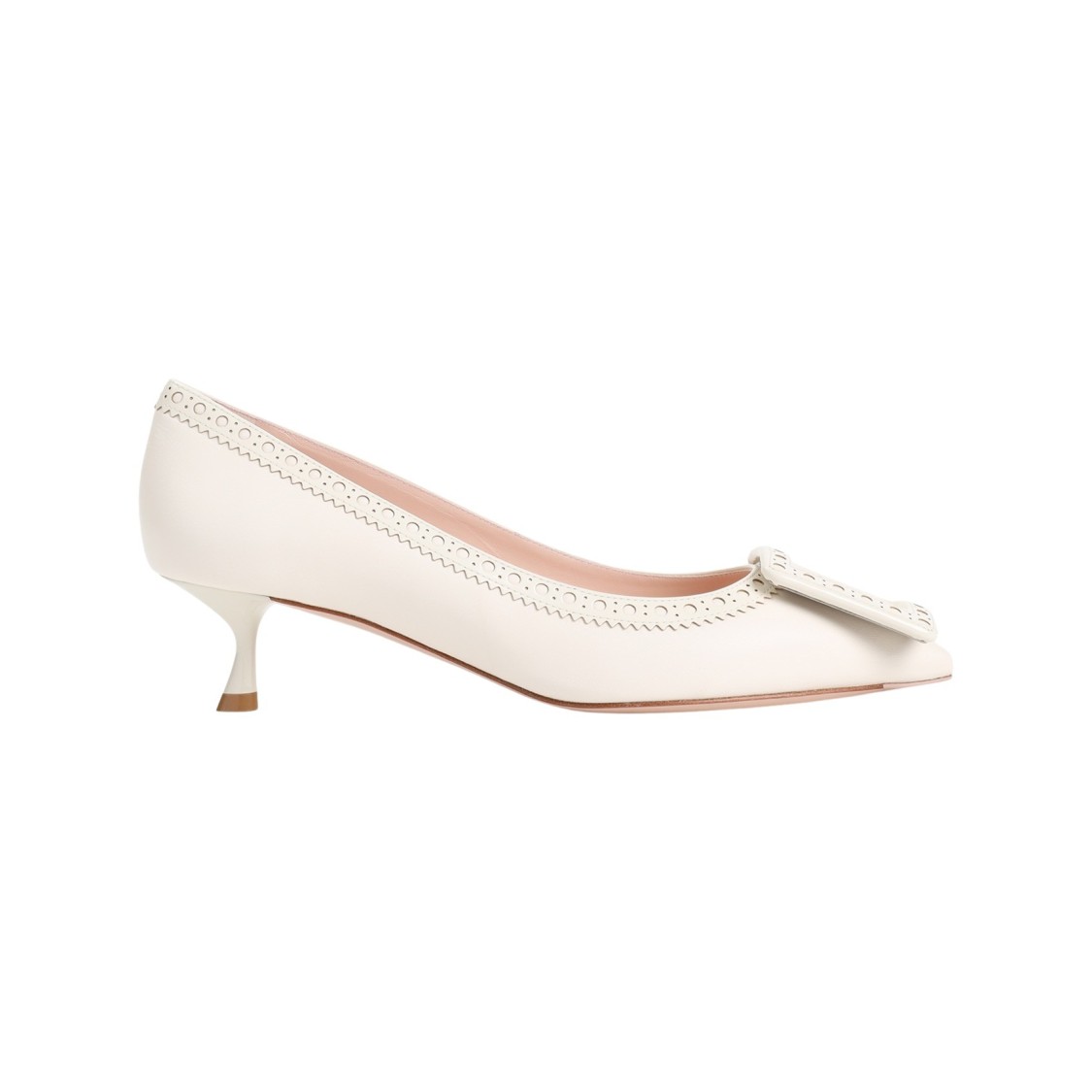 Roger Vivier Cire White Lamb Leather Viv In The City Perforated 45 Decollete Pumps In Neutrals