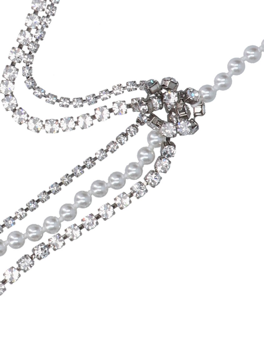 Shop Mm6 Maison Margiela Mm6 By Maison Margiela Pearl And Silver Rhinestone Necklace With Embossed Logo