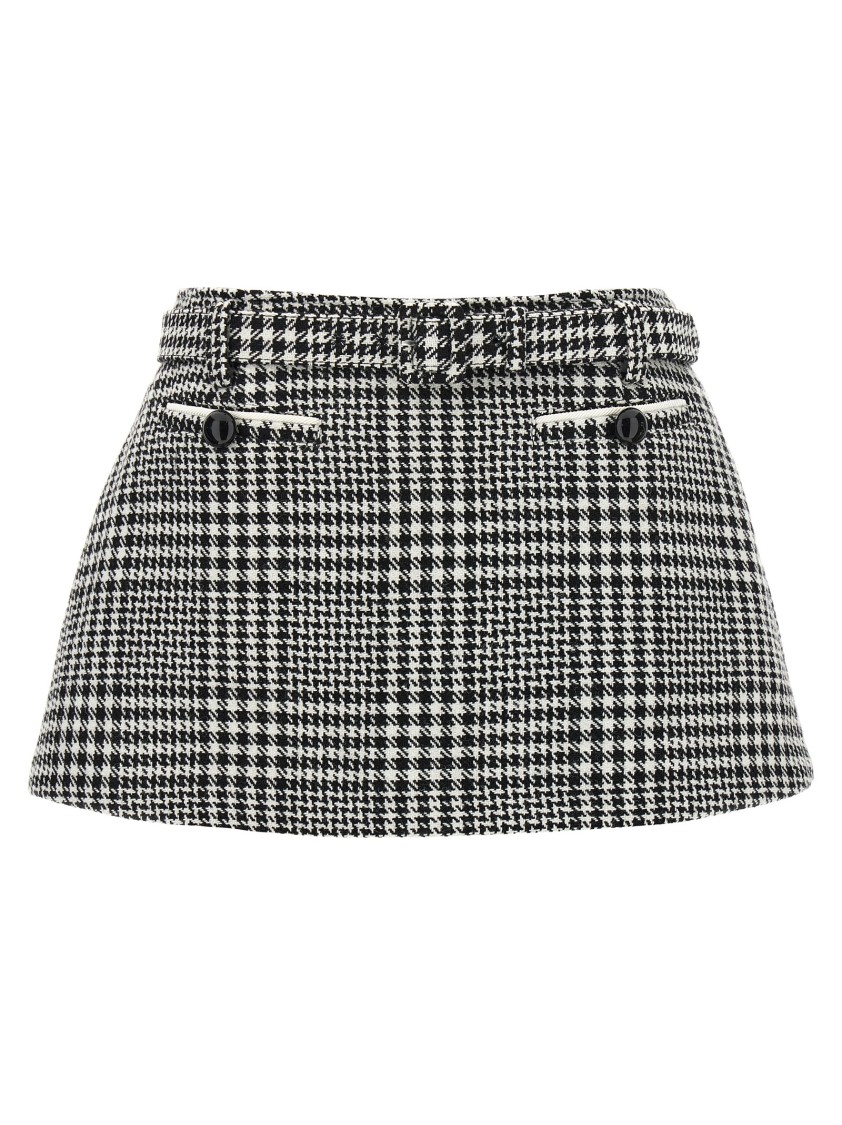 Self-portrait Mini Skirt With Houndstooth Pattern