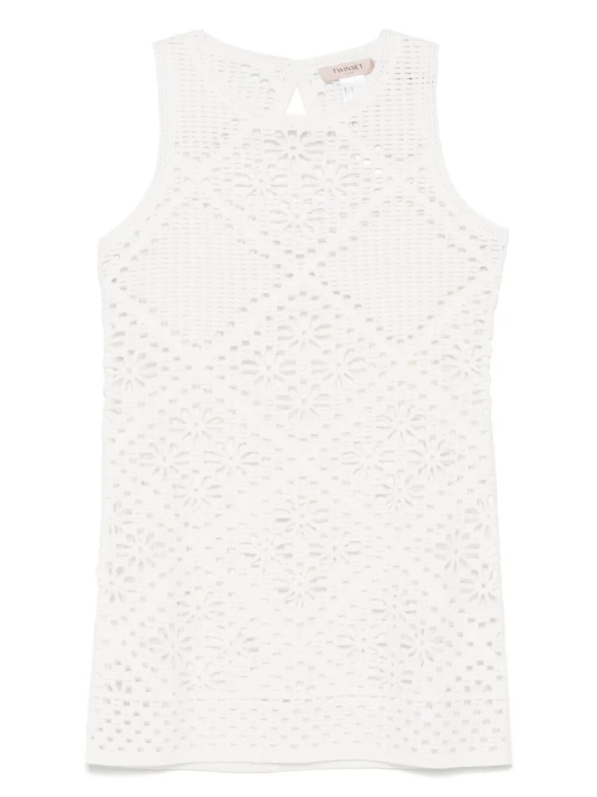 Twinset Twin-set Sleeveless Mini Dress With Floral Cut-outs