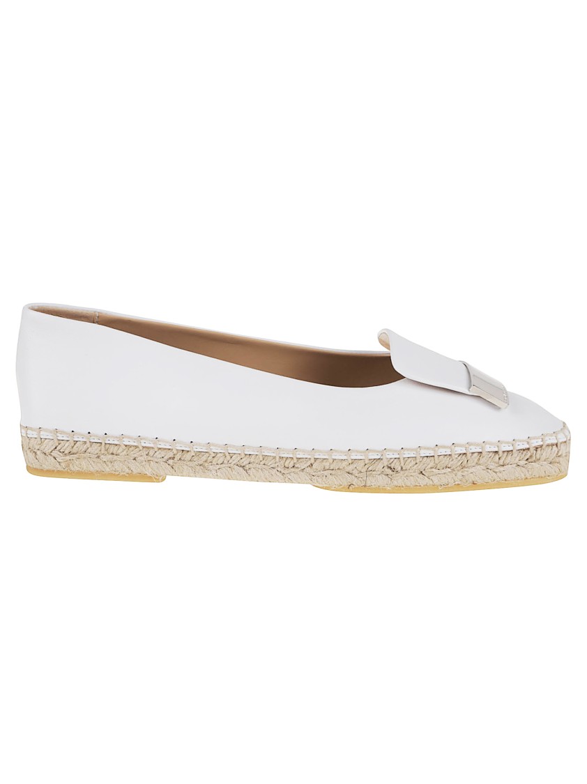 Sergio Rossi Leather Espadrilles With Square Toe And Metallic Detailing
