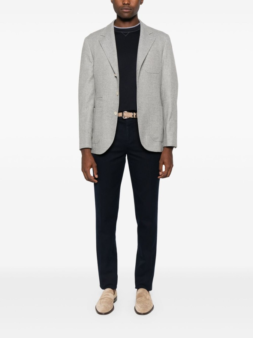 Brunello Cucinelli Tailored Black Trousers With Clean Front In Blue