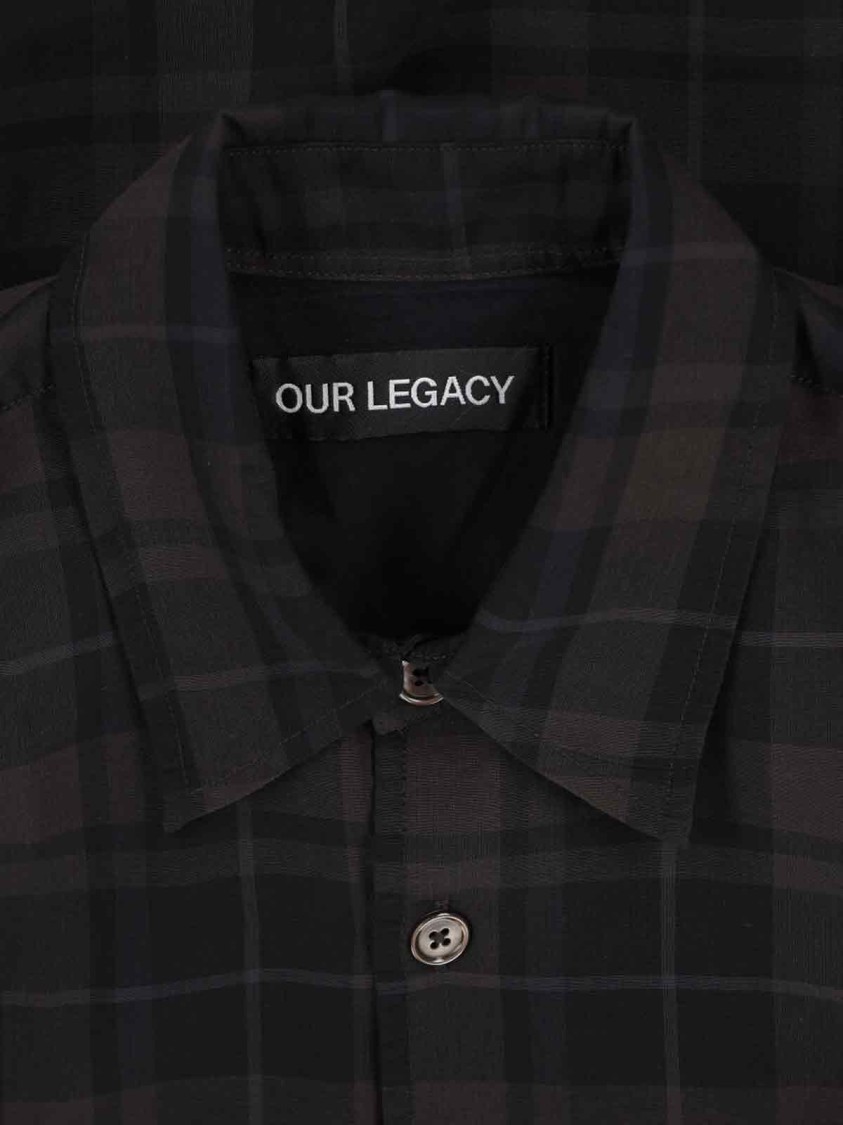 Our Legacy Borrowed Plaid Button-up Shirt In Black