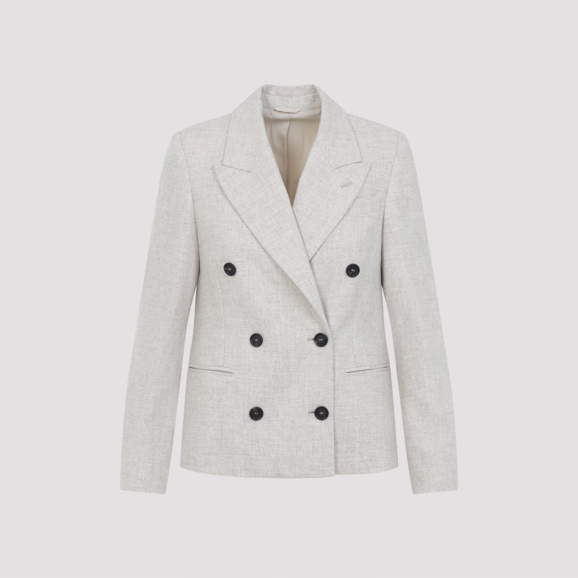Brunello Cucinelli Double Breasted Wool And Cashmere Jacket In White