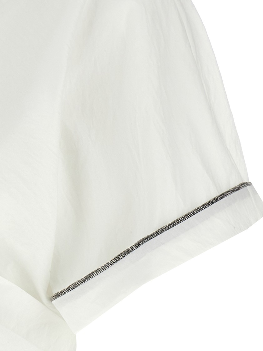 Brunello Cucinelli Monili Embellished Cropped Blouse In White