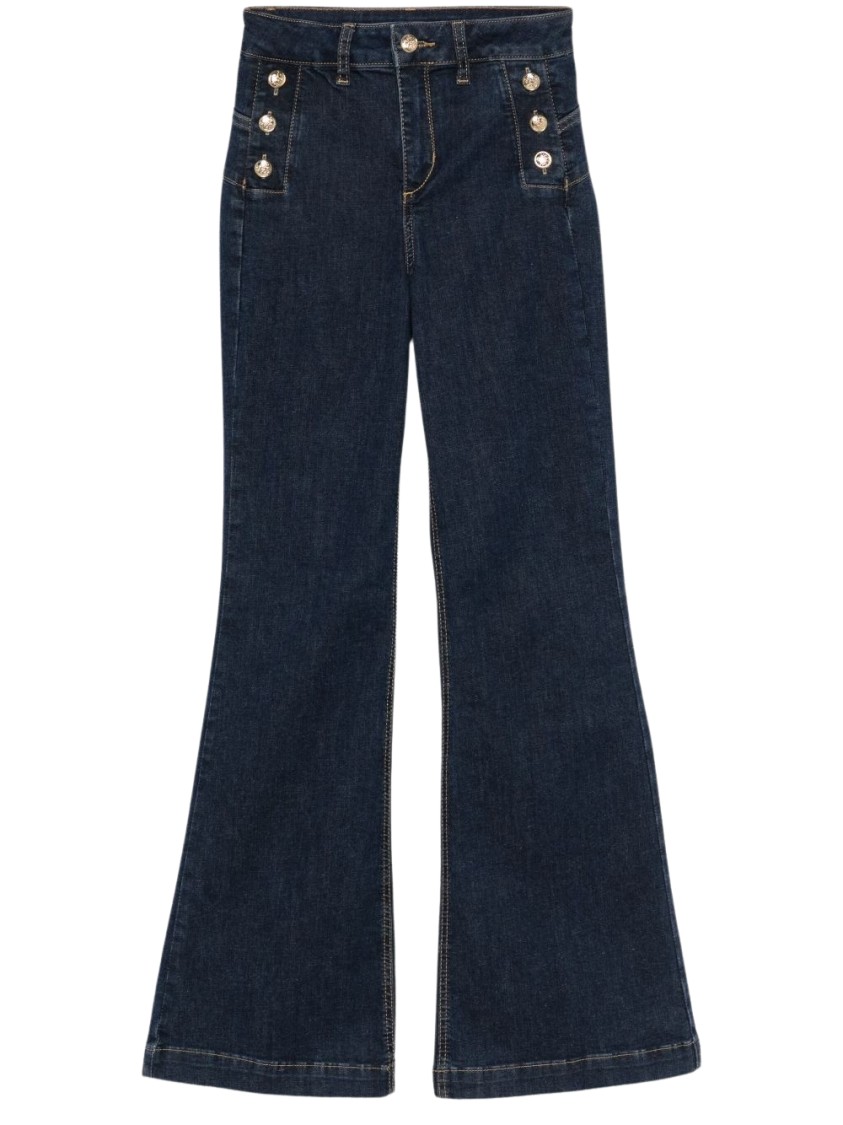 Shop Liu •jo Liu Jo Flared High-waist Jeans In Blue