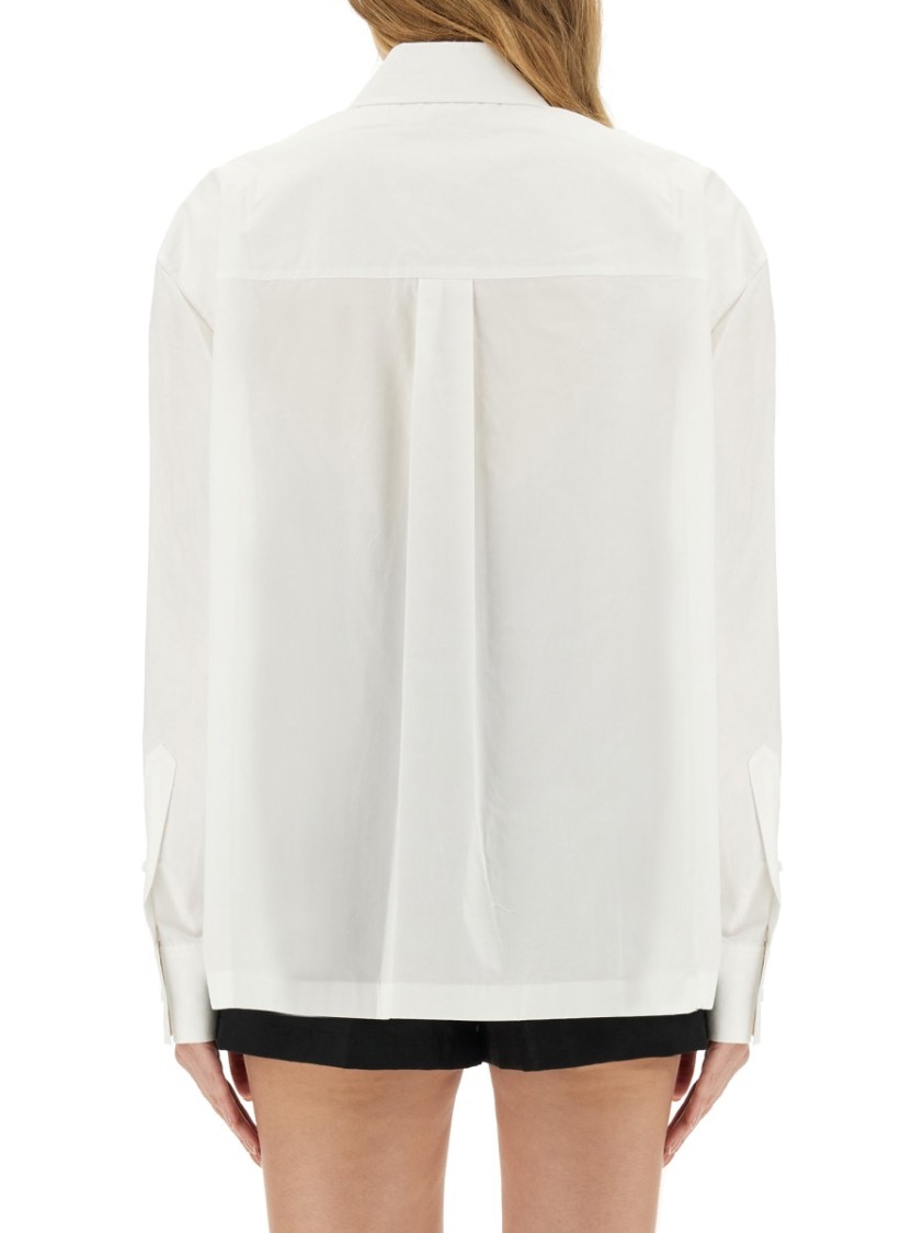 Alexander Wang T T By Alexander Wang Cotton Shirt With Classic Collar And Minimalist Logo In White