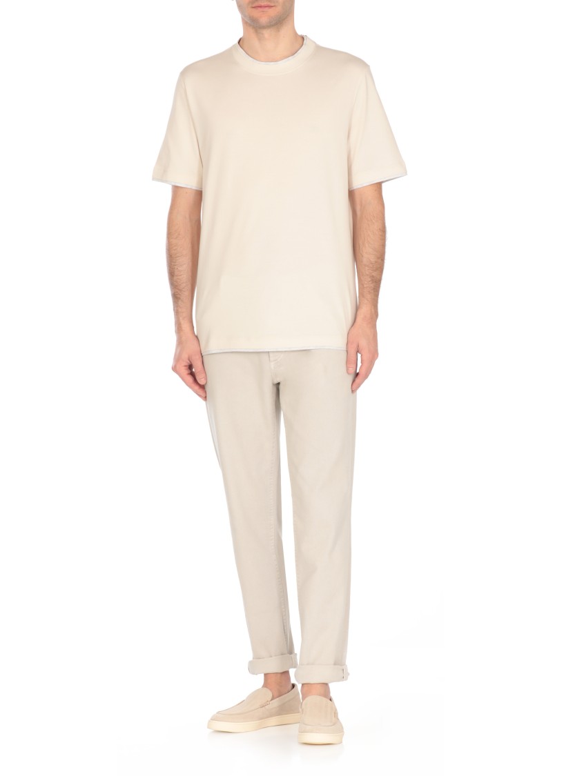 Brunello Cucinelli White Cotton T-shirt In Neutral