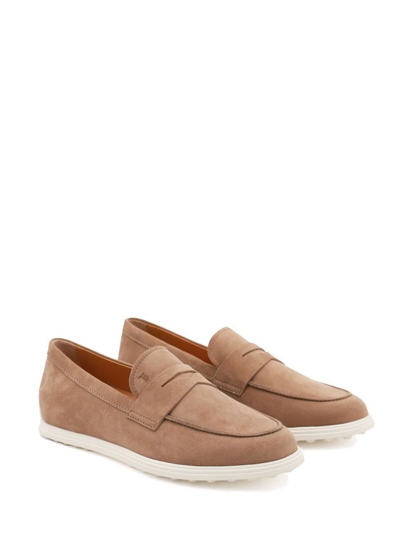 TOD'S TOD'S SUEDE SLIP-ON LOAFERS WITH CONTRASTING RUBBER SOLE