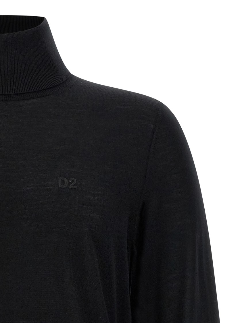 Dsquared2 Wool Turtleneck Sweater Sweaters And Cardigans Black In Black