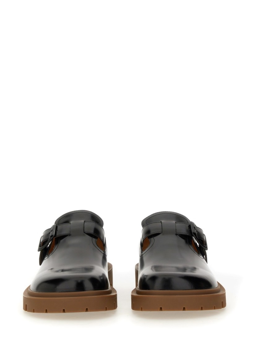 Maison Margiela Leather Monk Shoes In Black
