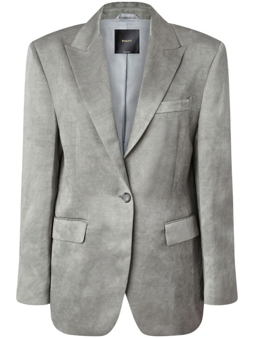 Pinko Single-breasted Slub Satin Blazer