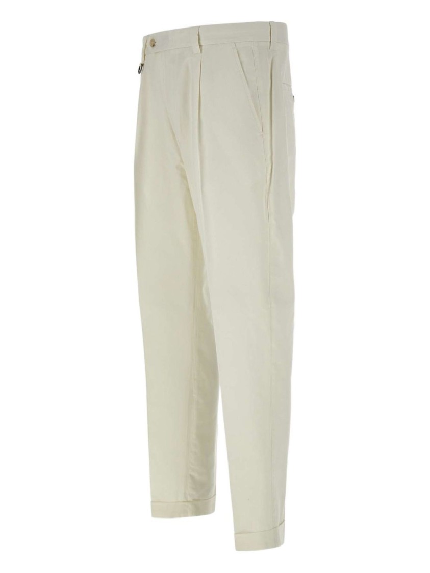 Paolo Pecora Tailored White Trousers In Pattern
