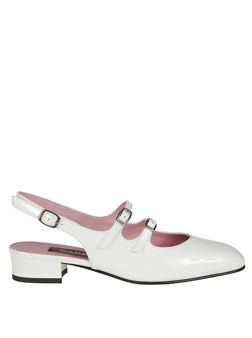 Carel Flate Double Strap Slingback In White