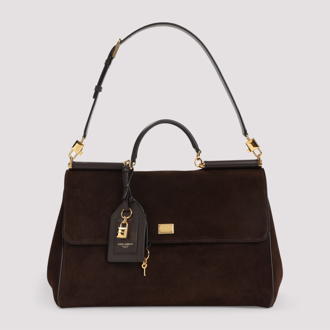 ショルダーバッグ・ポシェット Dolce & Gabbana Ebony Brown Calf Leather Sicily Soft Suede Dolce & Gabbana Ebony Brown Calf Leather Sicily Soft Suede