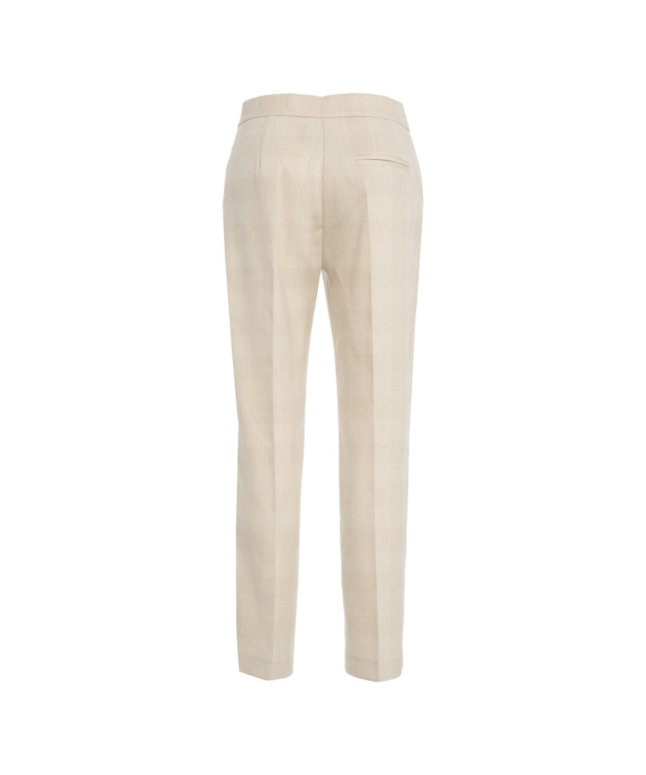 Kaos Beige Glencheck Trousers With Ironed Pleats In Neutrals