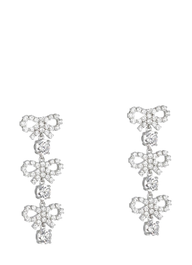 Self-portrait Micro Bow Crystal Tiered Earrings