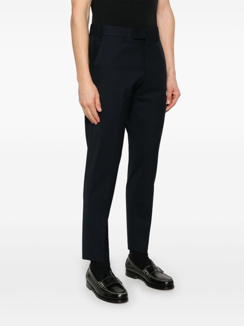 Pt Torino Tailored Blue Trousers With Subtle Crease In Black