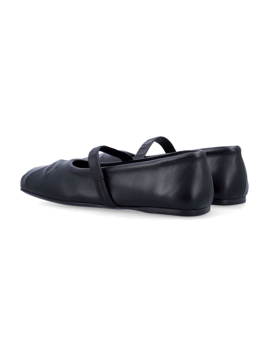 Marni Black Ballerinas With Embossed Bow Detail On The Front In Leather Woman In Black
