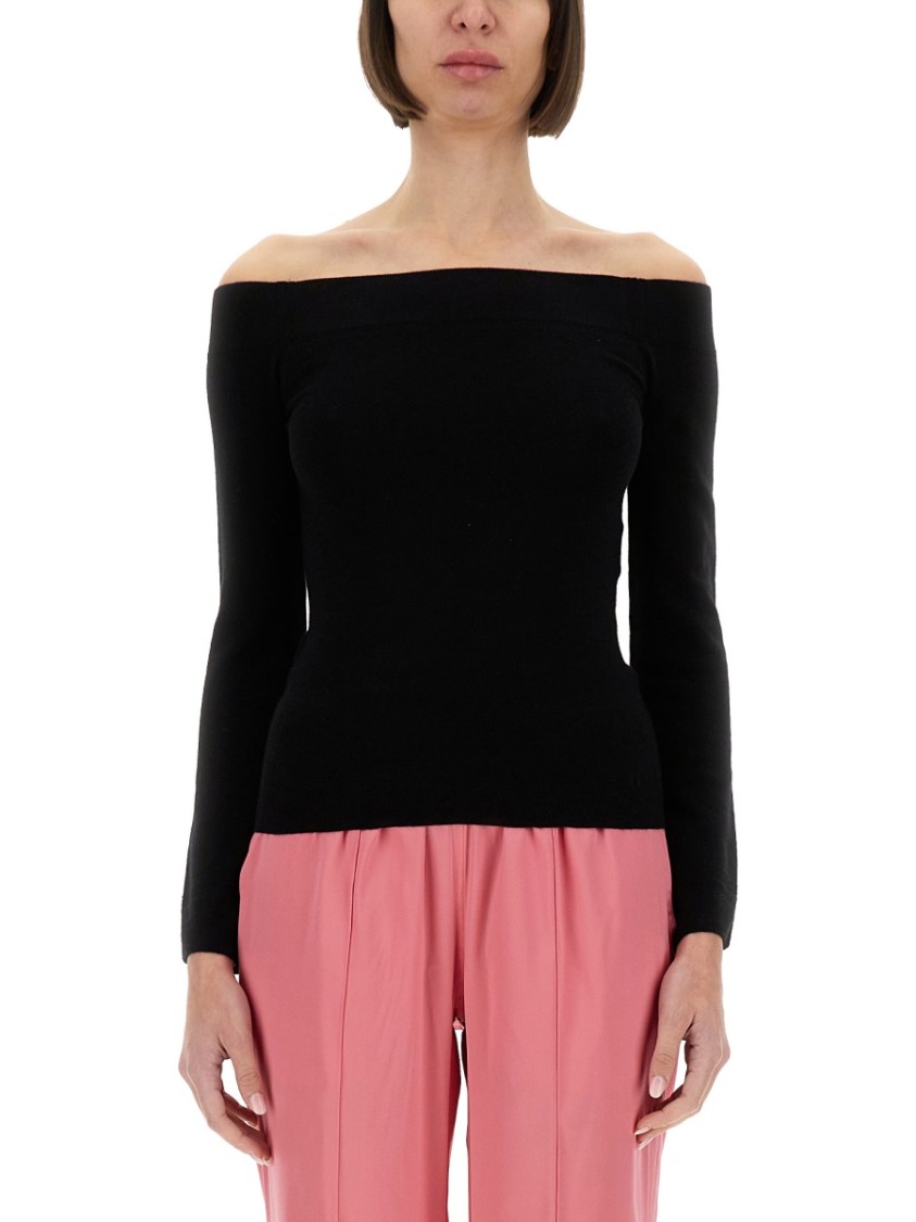 Shop Tom Ford "off The Shoulder" Knit Top In Black