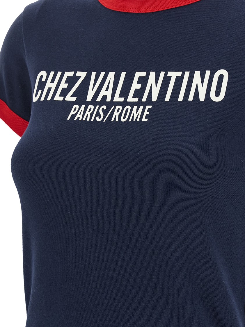 Valentino Fitted Cotton T-shirt Crew Neck In Blue