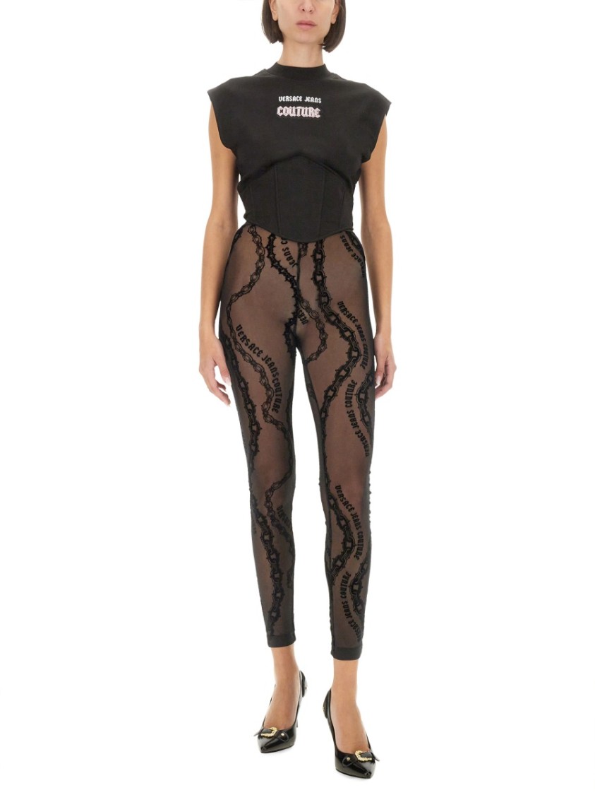 Shop Versace Jeans Couture Slim-fit Top With Contrasting Logo Detail In Black