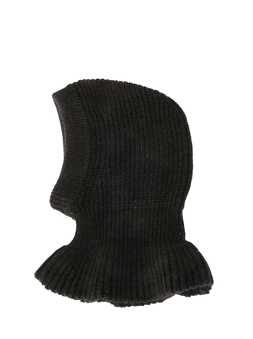 Lemaire Wool And Alpaca Hood Hat With Ribbed Finish In Black