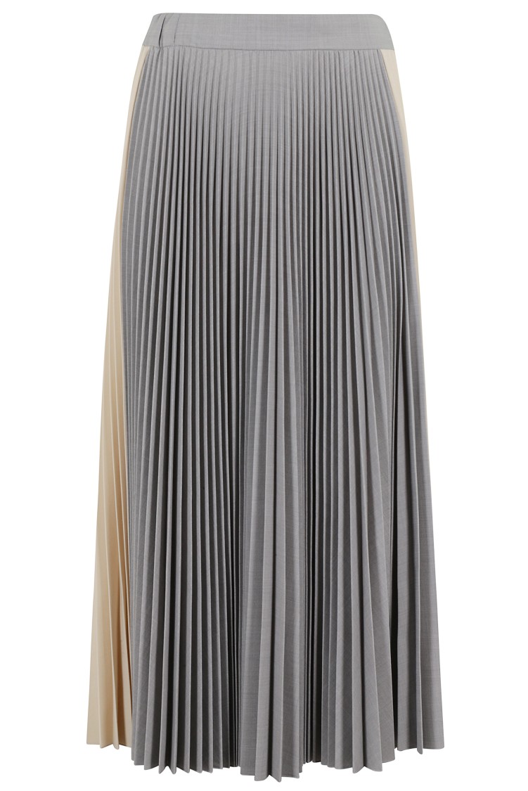 Shop Semicouture Semi Couture Marina Pleated Multicolor Skirt With Elastic Waistband In Neutrals