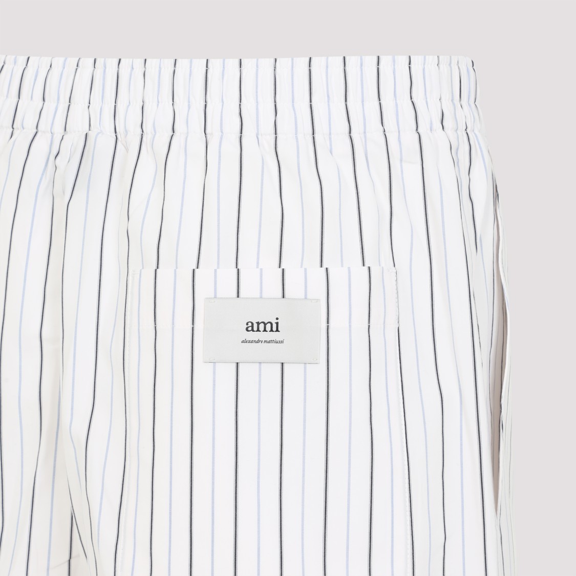 Shop Ami Alexandre Mattiussi Ami Pinstripe Cotton Bermuda Shorts In White
