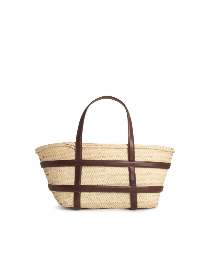 Shop Tory Burch Ella' Bucket Bag In Beige Straw