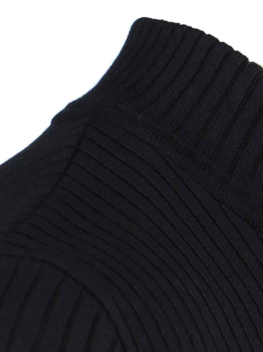 Courrèges Reedition Short Sleeves Rib Knit Sweater In Black