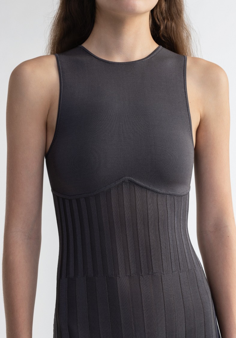 Shop Aeron Clara - Knitted Maxi Dress In Grey