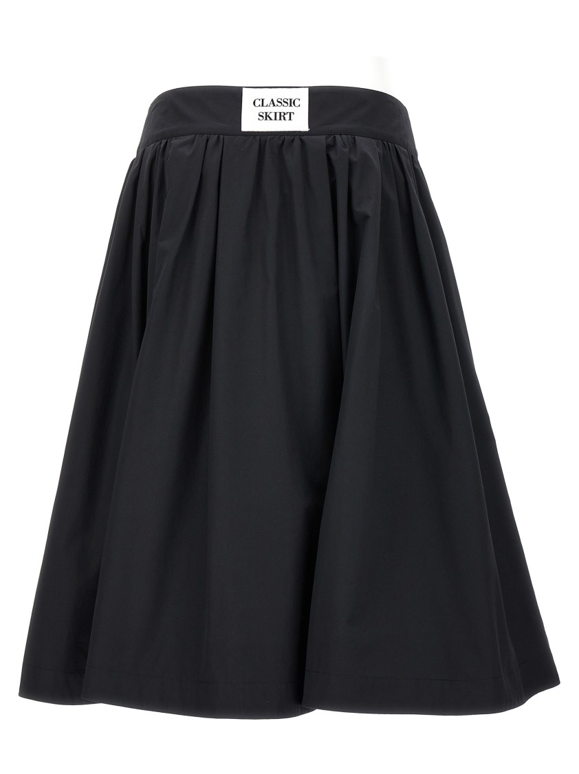 Moschino Flared High Waist Pleated Midi Skirt In Black
