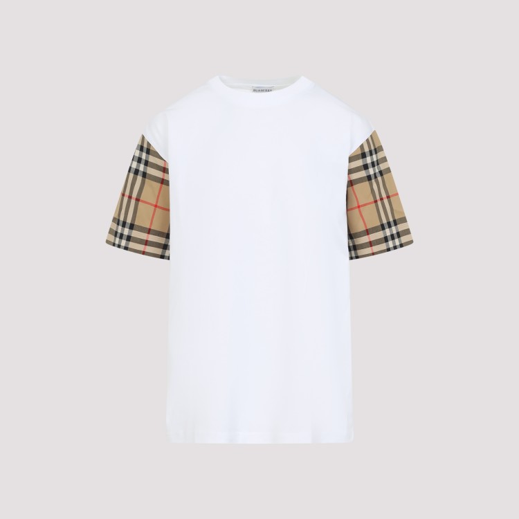 Tシャツ・カットソー BURBERRY Women Tunic Tops 8103971 CARRICK A1464 WHITE T-shirt Carrick with Check Sleeves - Burberry - Women | WE
