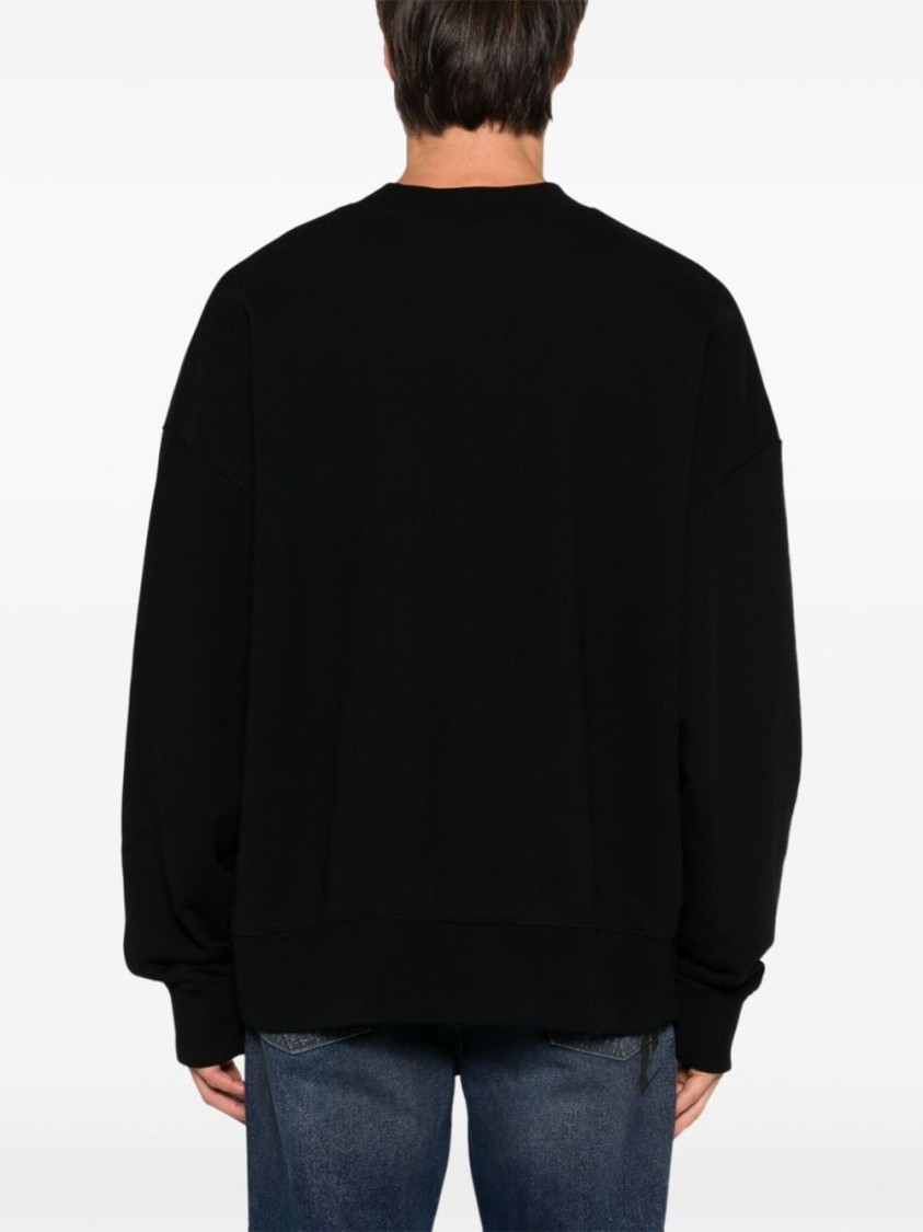 Shop Palm Angels Drop Shoulder Sweatshirt With Logo In Black