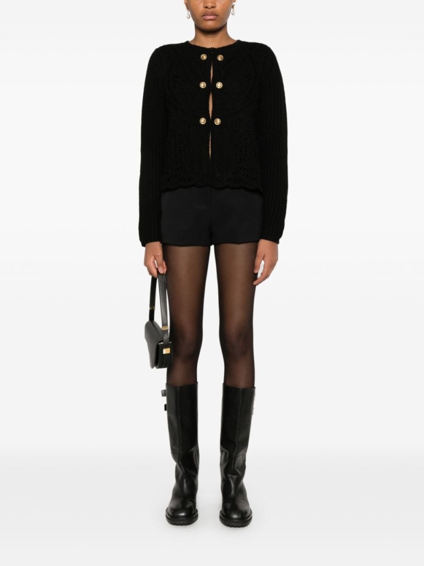 Twinset Open-knit Cardigan In Black