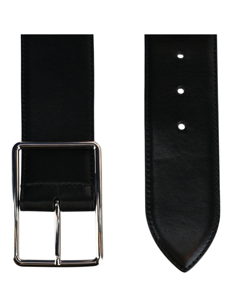 Alexander Mcqueen Wide Leather Belt In Black