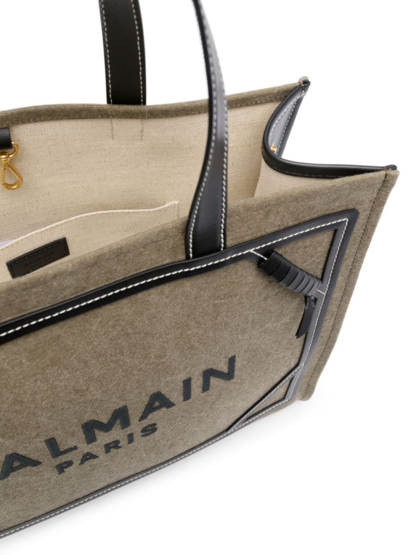 Balmain B-army Medium Shopper Bag In Green